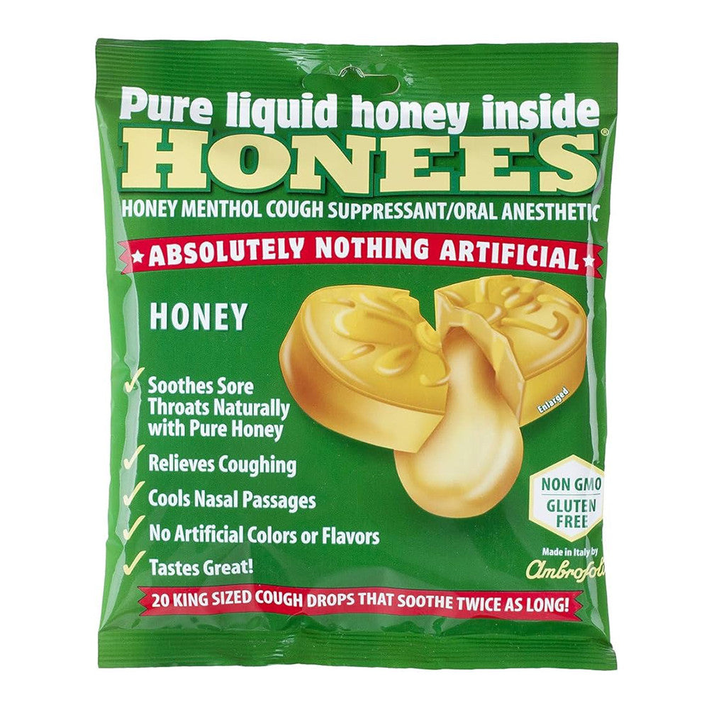 Honees Honey Menthol Cough Drops 20 Lozenges, 12 Ea